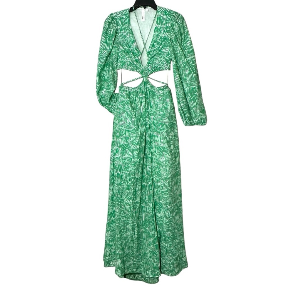 Simkhai Adelaide Cutout Mousseline Maxi Dress in Kelly Abstract Fern size XS - Picture 6 of 16